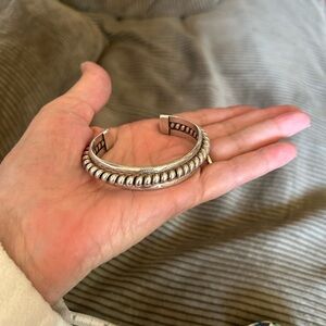 Navajo Design Southwestern Sterling Silver 
Cuff Bracelet